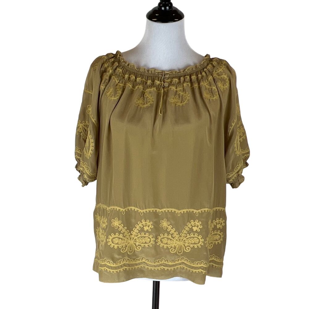 Sundance Silk Peasant Blouse, Size Medium